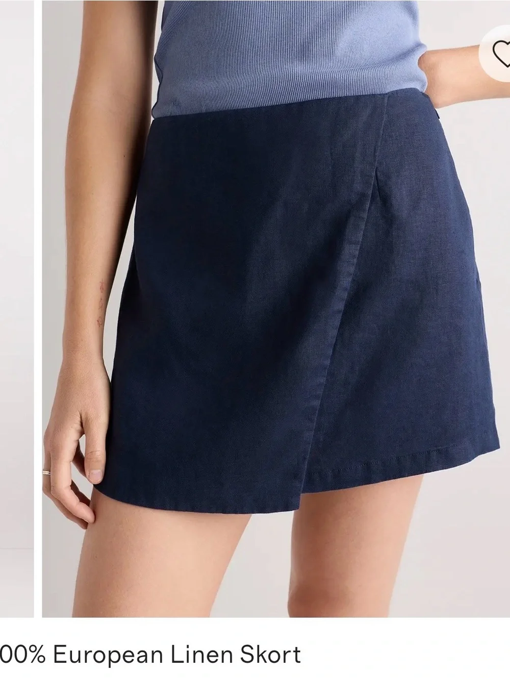 Quince 100% Linen Navy Wrap Mini Skort